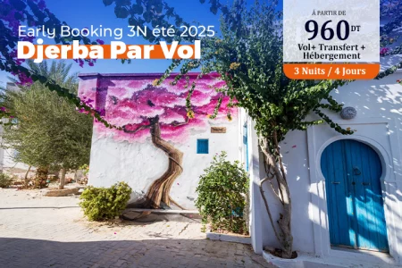 DJERBA PAR VOL EARLY BOOKING 4 jours & 3 nuits été 2025